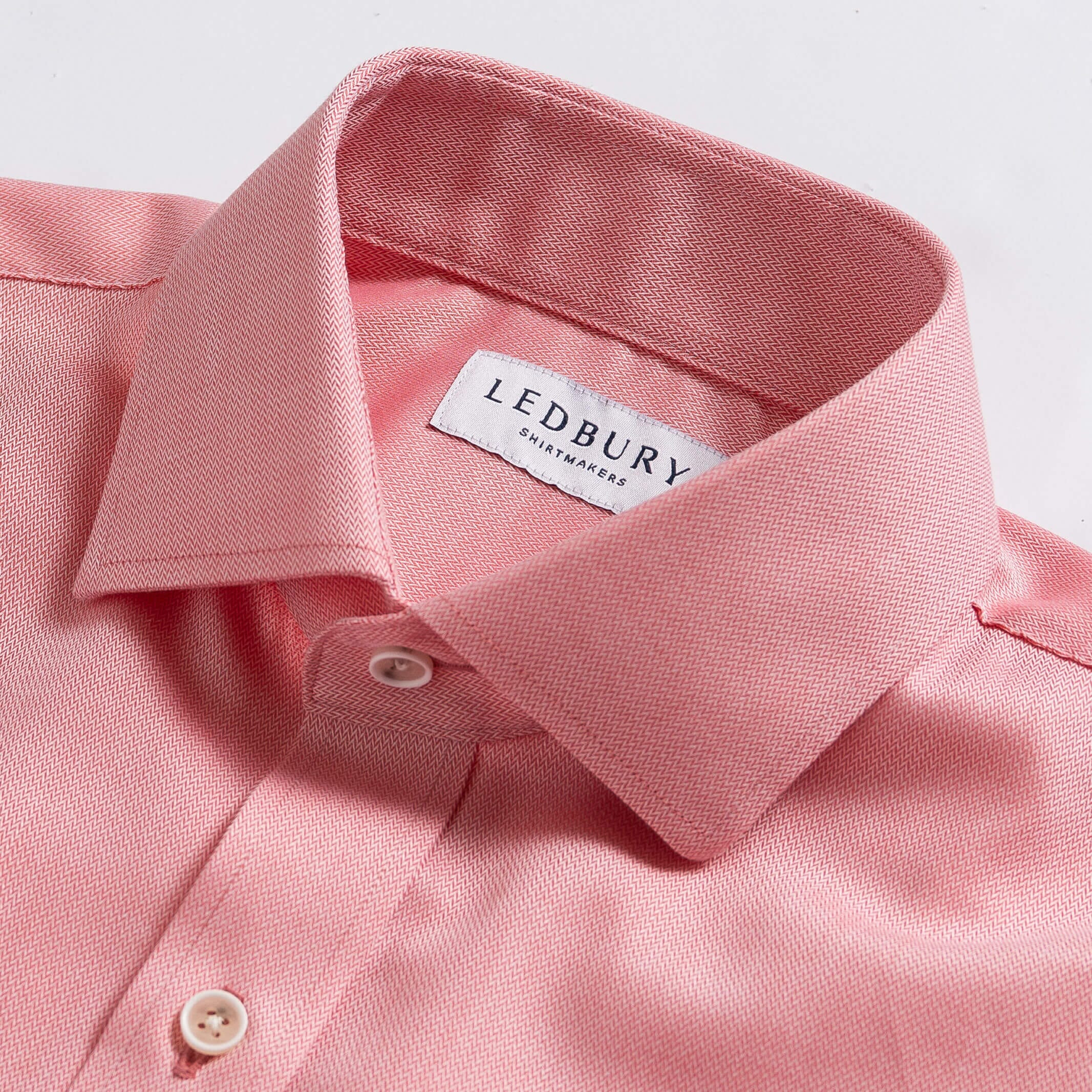 The Red Hutchins Herringbone Custom Shirt Custom Dress Shirt- Ledbury