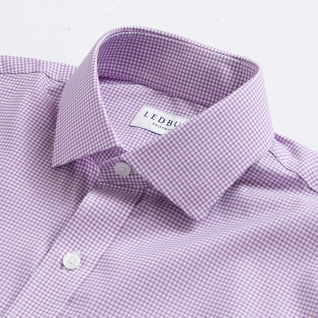 The Purple Healy Performance Gingham Custom Shirt Custom Dress Shirt- Ledbury