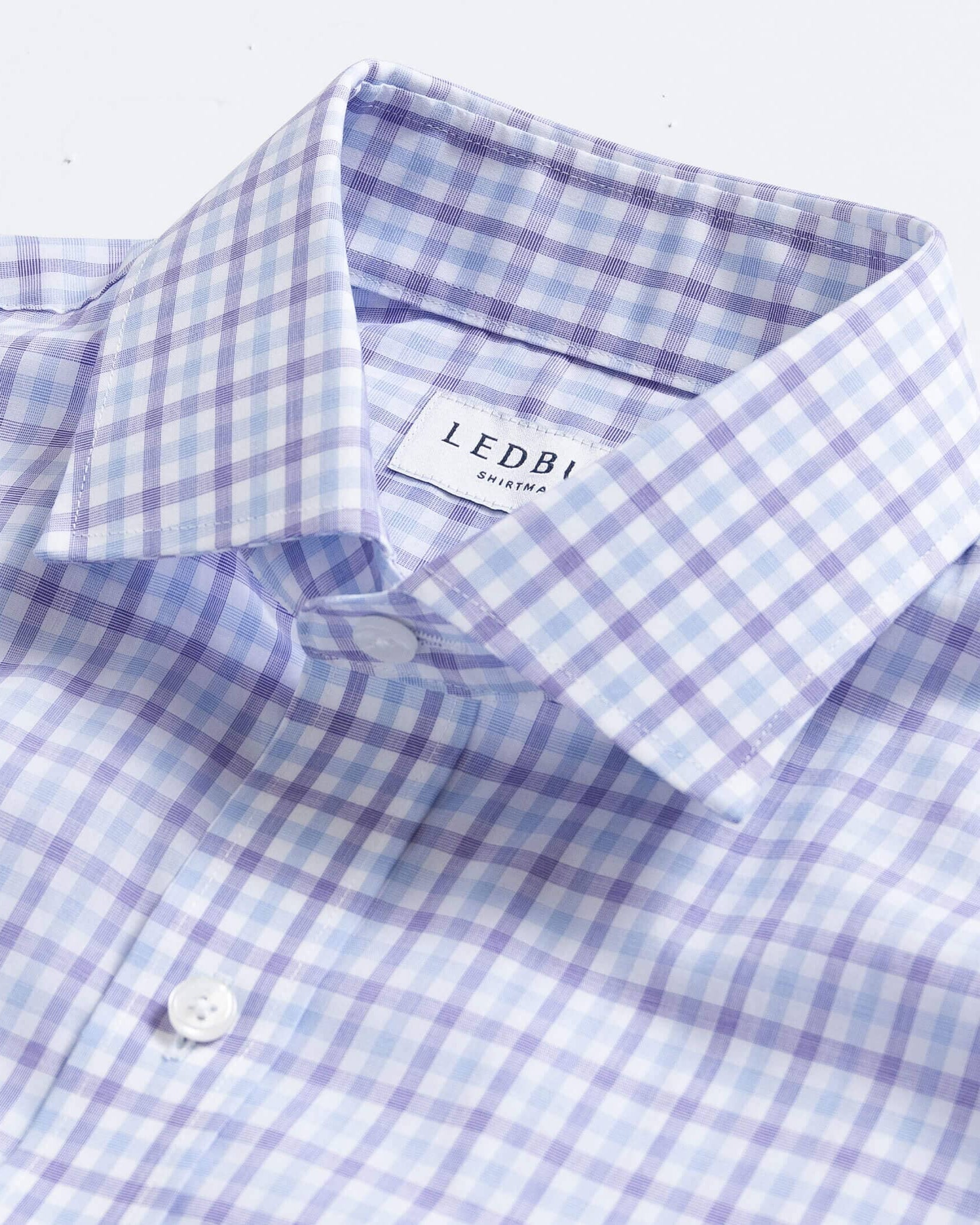 The Purple Arville Check Comfort Stretch Custom Shirt Custom Dress Shirt- Ledbury