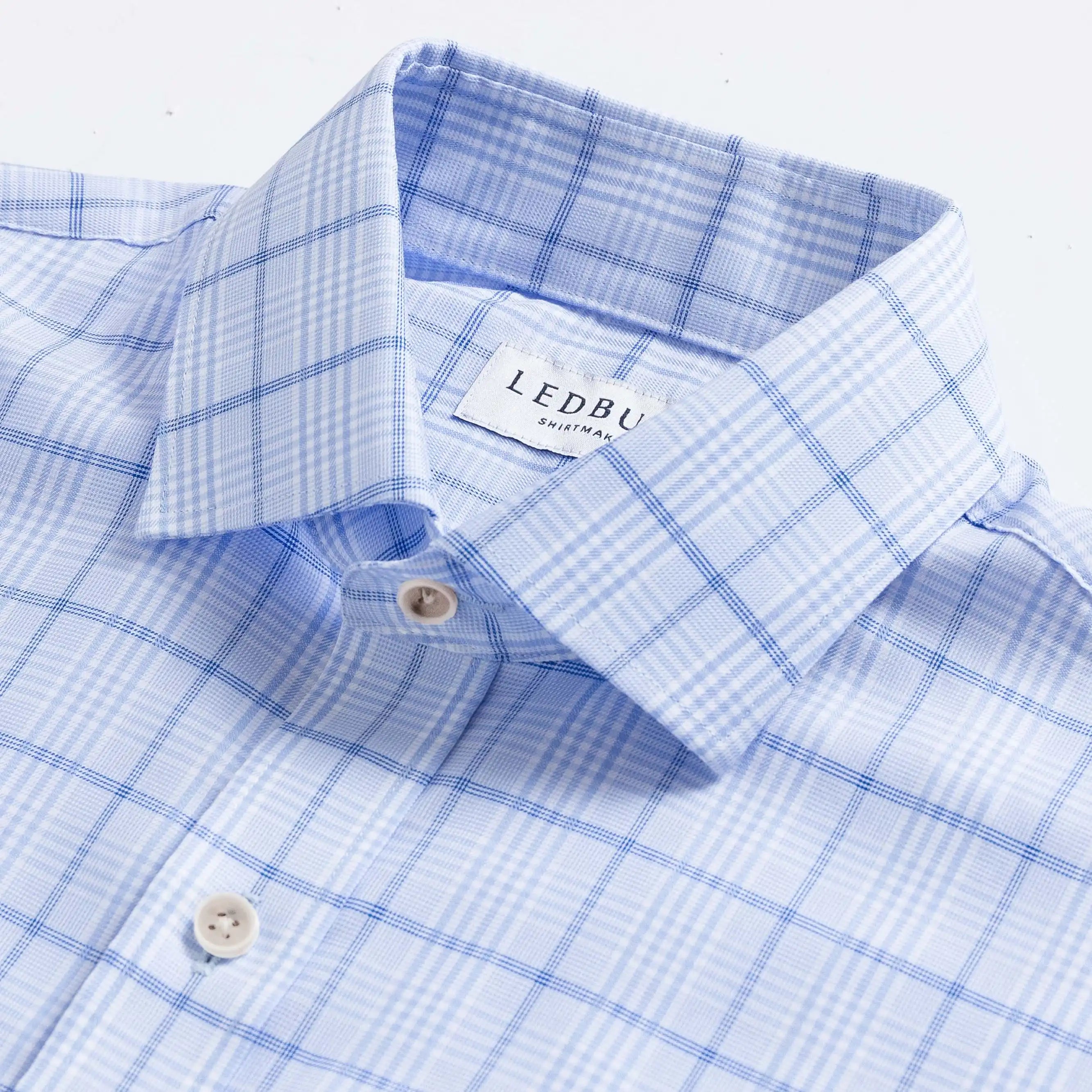 The Blue Coventry Comfort Stretch Custom Shirt Custom Dress Shirt- Ledbury