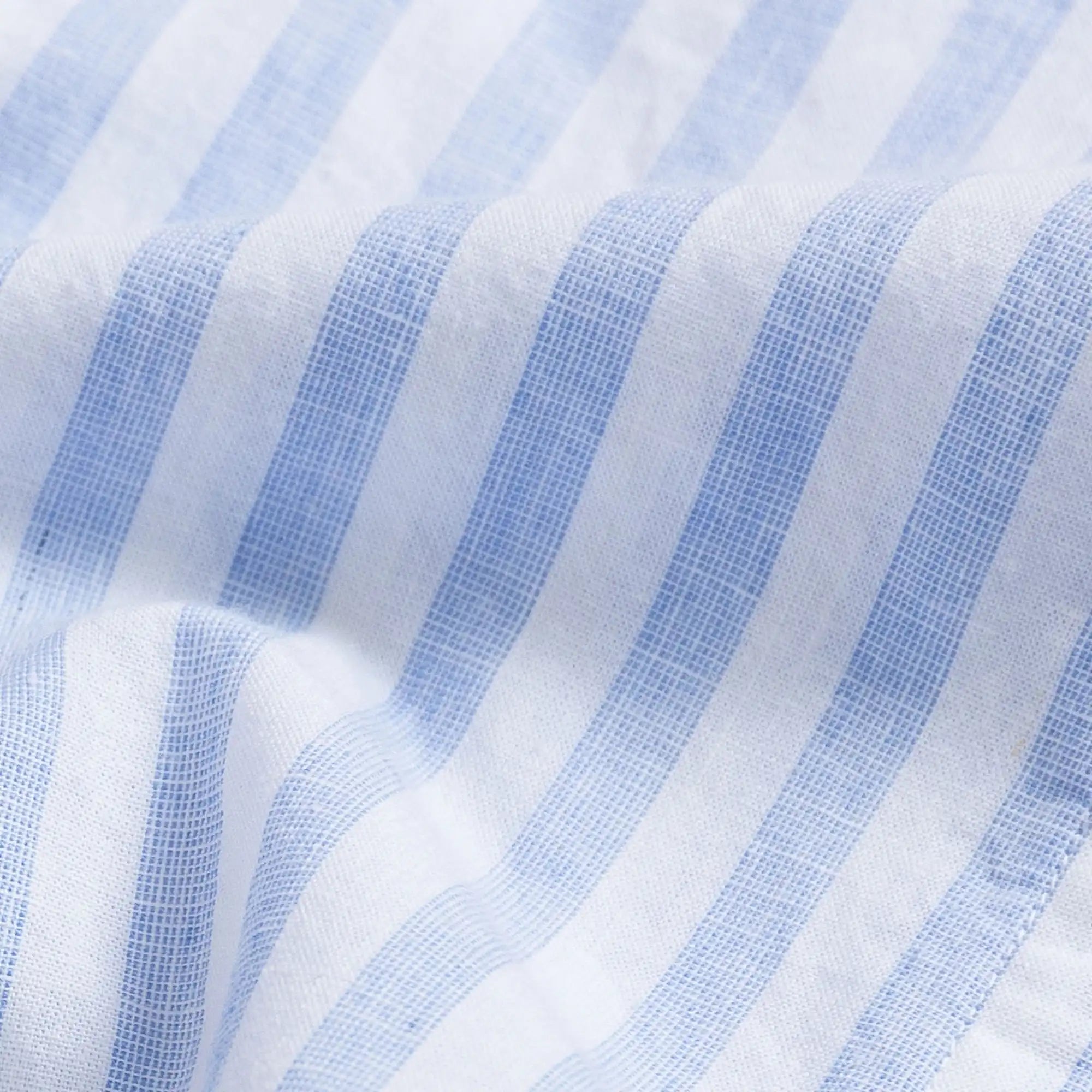 The Light Blue Barlotta Cotton Linen Stripe Custom Shirt Custom Casual Shirt- Ledbury