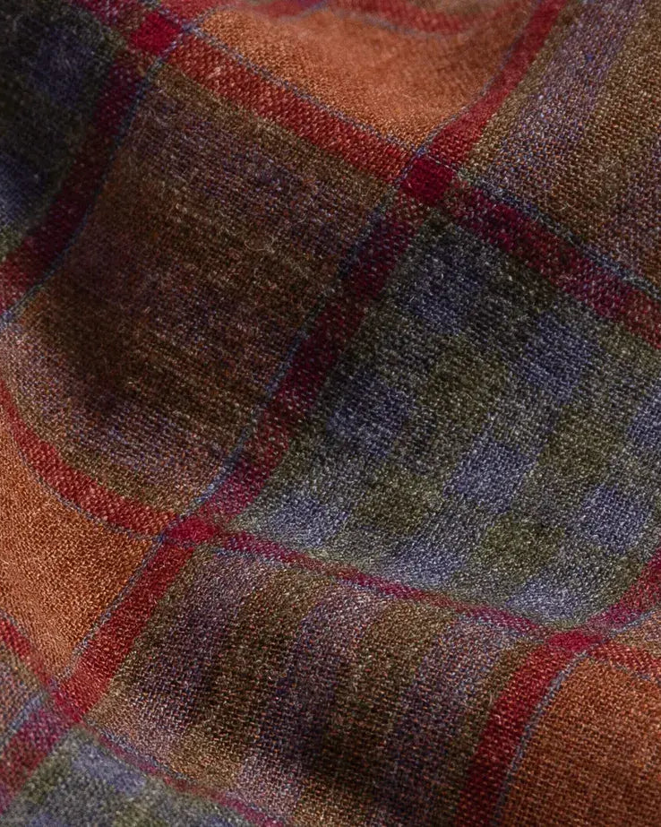 The Burnt Sienna Briese Linen Cotton Plaid Custom Shirt Custom Casual Shirt- Ledbury