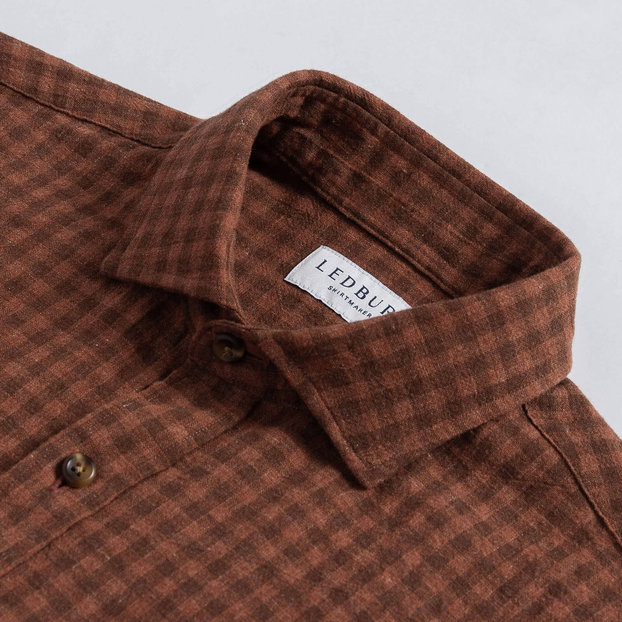 The Baked Clay Briese Linen Cotton Gingham Custom Shirt Custom Casual Shirt- Ledbury