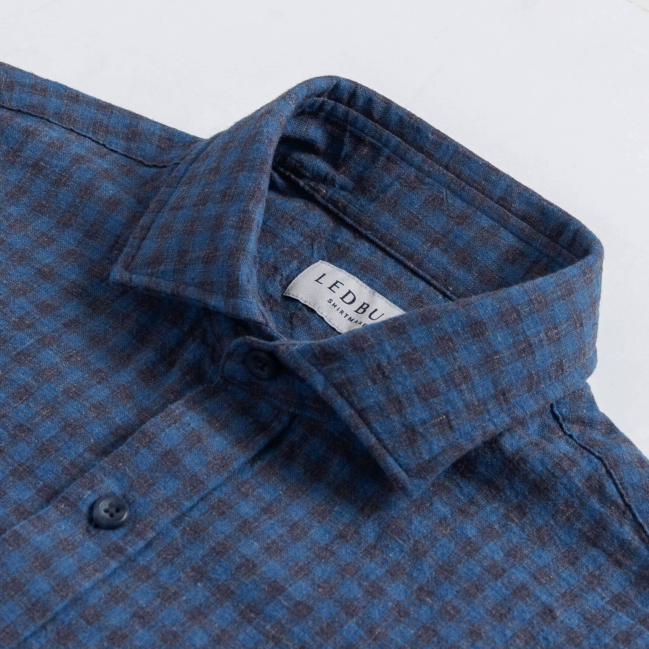 The Blue Briese Linen Cotton Gingham Custom Shirt Custom Casual Shirt- Ledbury