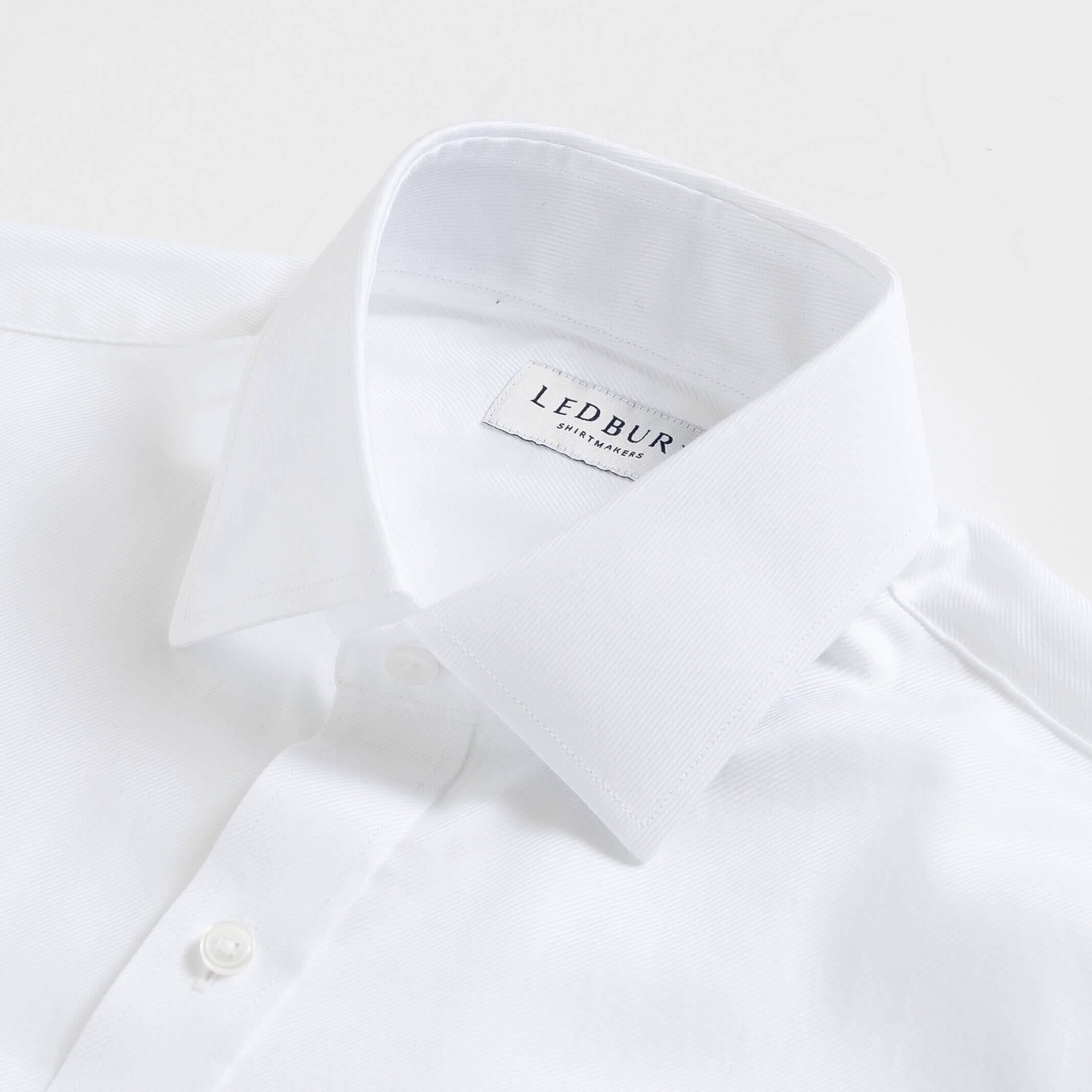 The White Rushton Royal Twill Custom Shirt Custom Dress Shirt- Ledbury