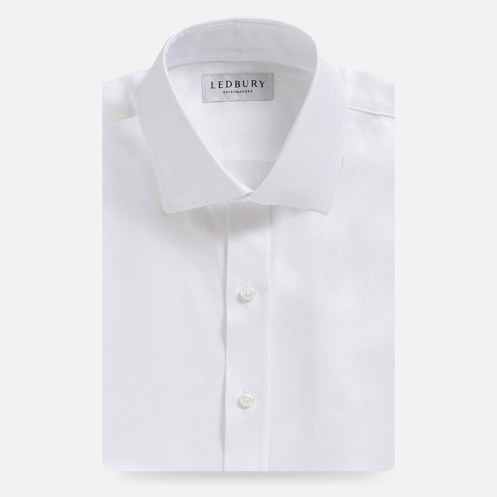 The White Rushton Royal Twill Custom Shirt Custom Dress Shirt- Ledbury