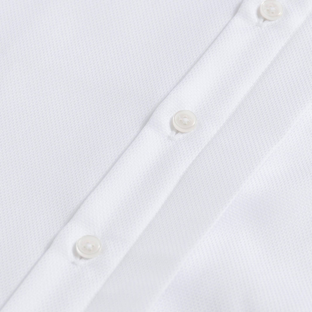 The White Elden Dobby Non Iron Covered Placket Custom Tuxedo Shirt Custom Dress Shirt- Ledbury