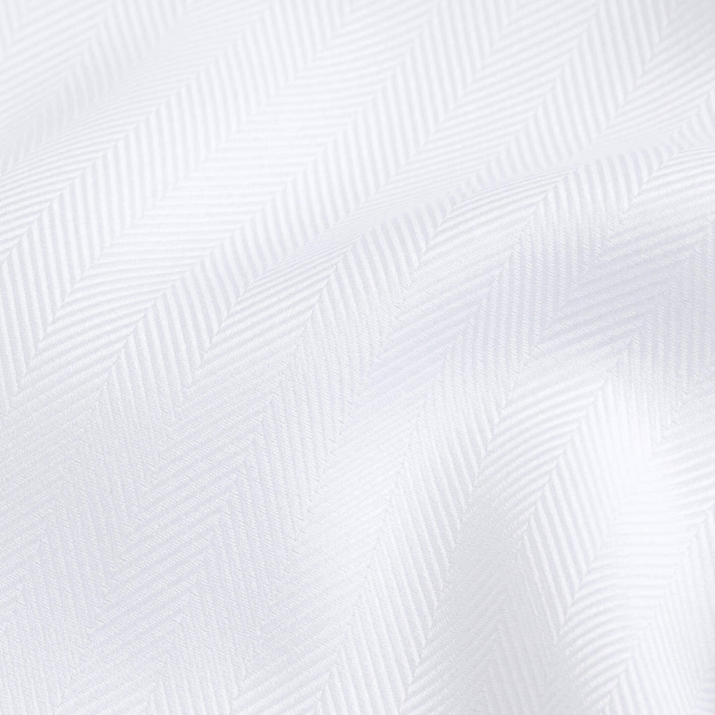 The White Canbury Herringbone Non Iron Custom Shirt Custom Dress Shirt- Ledbury