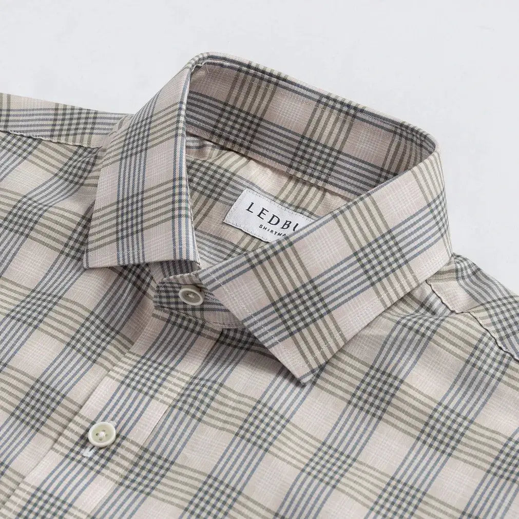 The Oatmeal Bradford Check Custom Shirt Custom Casual Shirt- Ledbury