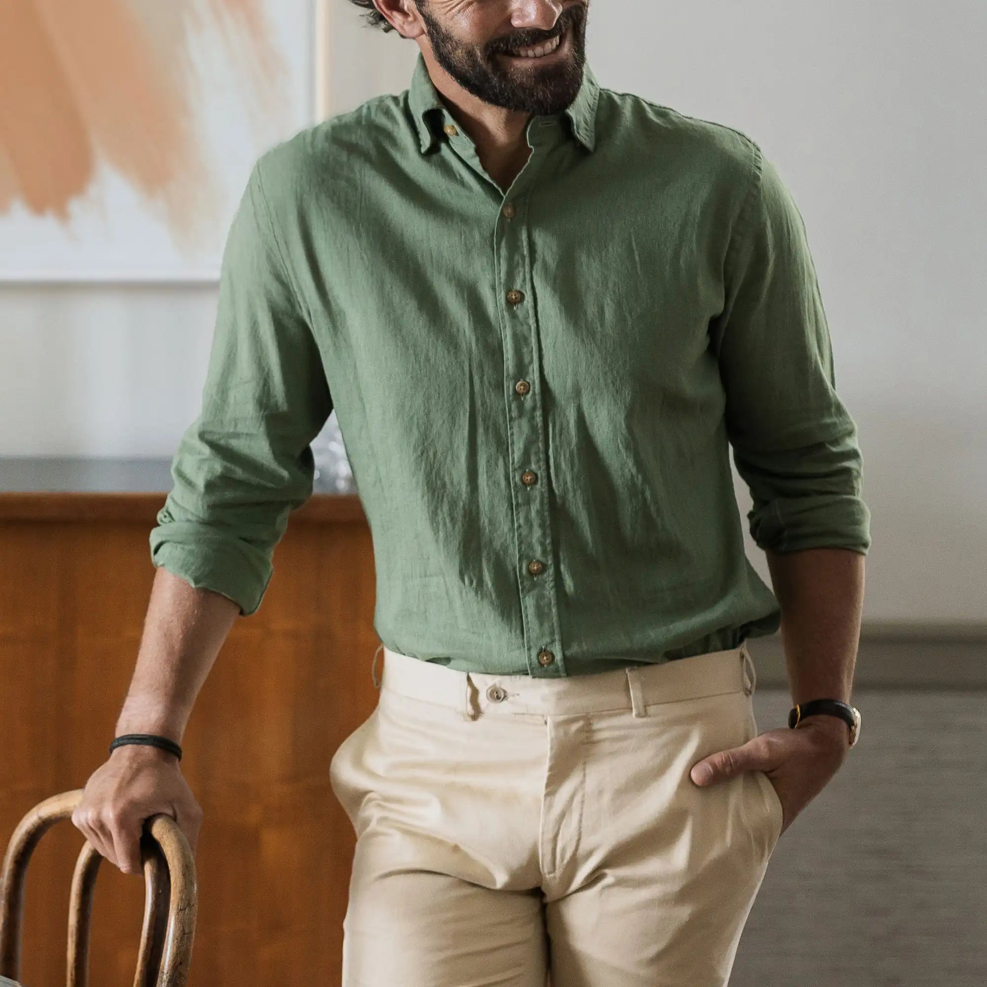 The Verde Barlotta Linen Custom Shirt Custom Casual Shirt- Ledbury