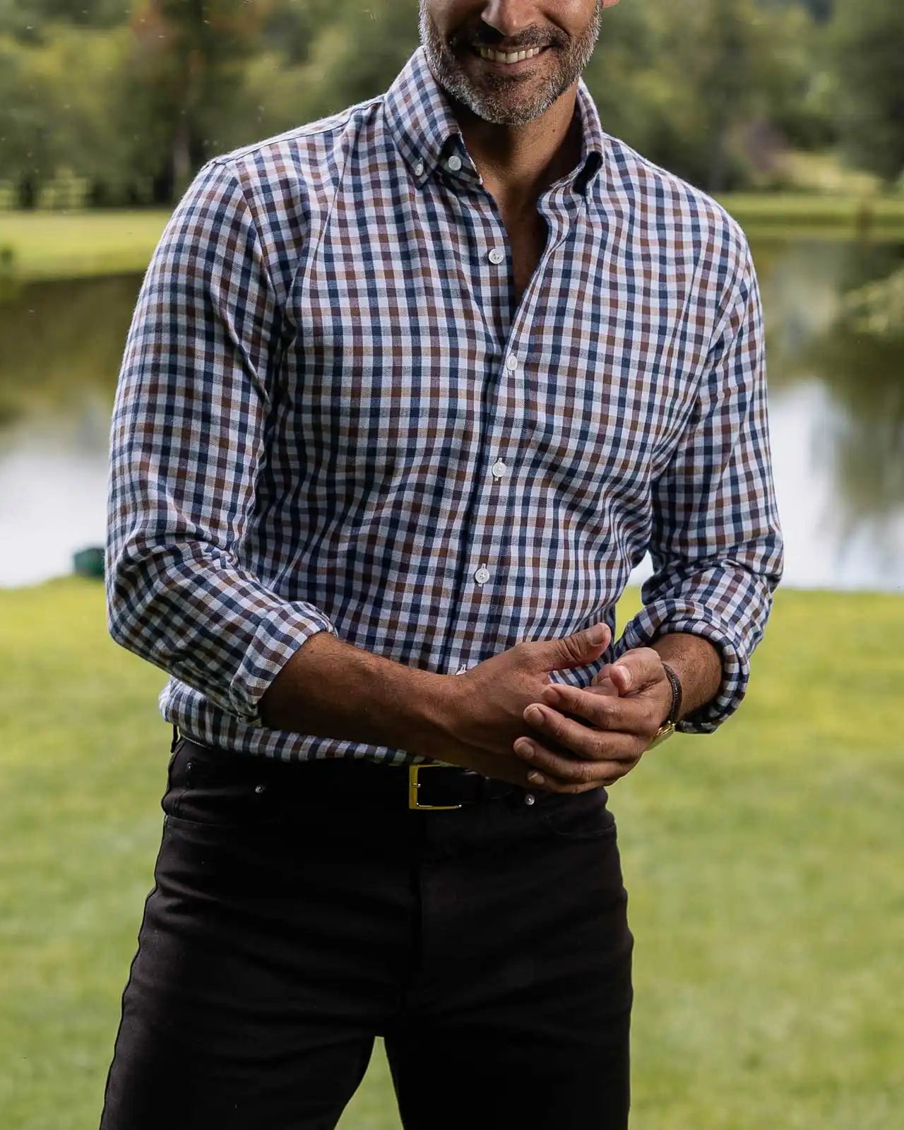 The Soft Brown Kyger Check Custom Shirt Custom Casual Shirt- Ledbury