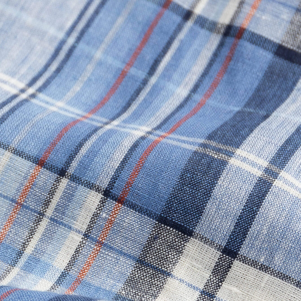 The Blue Lavoie Linen Plaid Custom Shirt Custom Casual Shirt- Ledbury