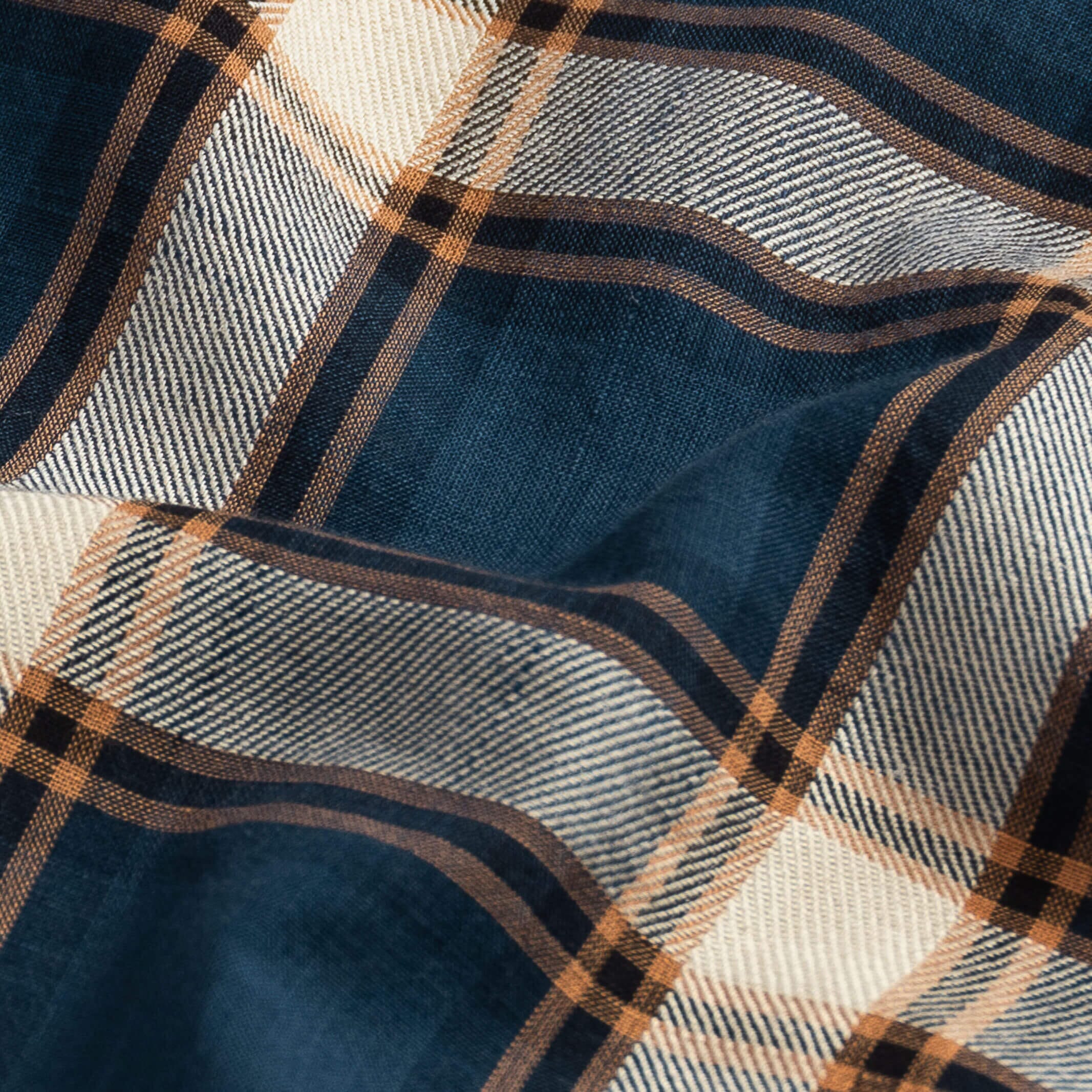 The Navy Blue Albini Byrne Plaid Custom Shirt Custom Casual Shirt- Ledbury