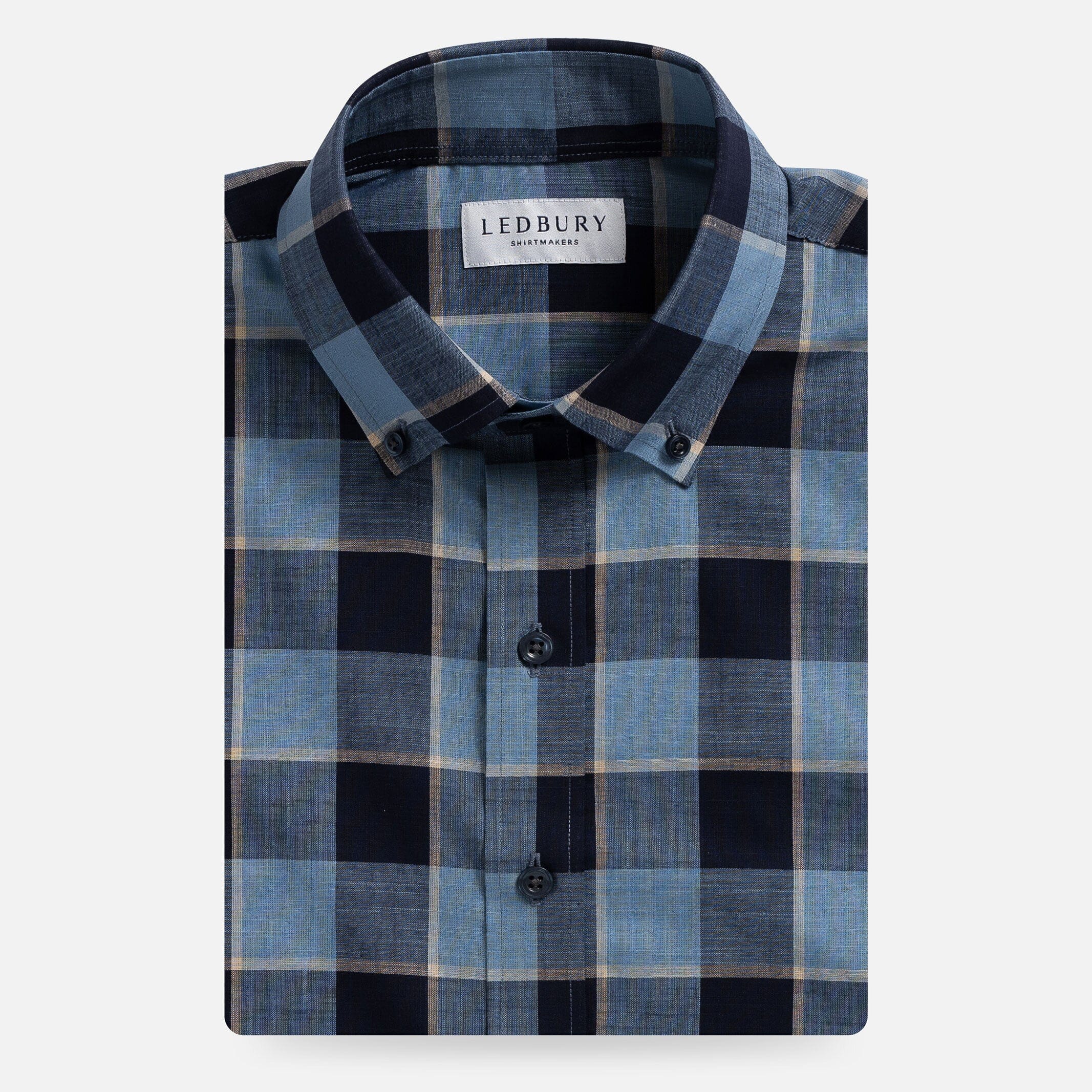 The Smoky Blue Albini Olson Plaid Custom Shirt Custom Casual Shirt- Ledbury