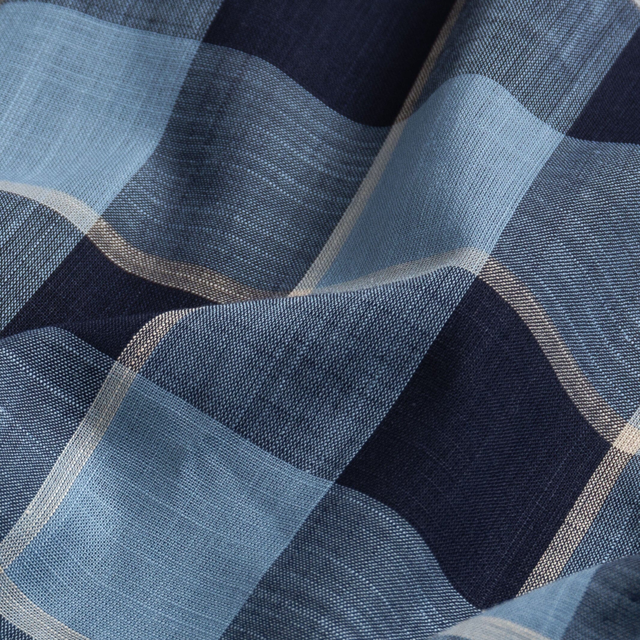 The Smoky Blue Albini Olson Plaid Custom Shirt Custom Casual Shirt- Ledbury