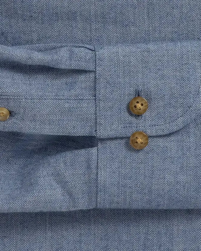 The Blue Andover Herringbone Custom Shirt Custom Casual Shirt- Ledbury
