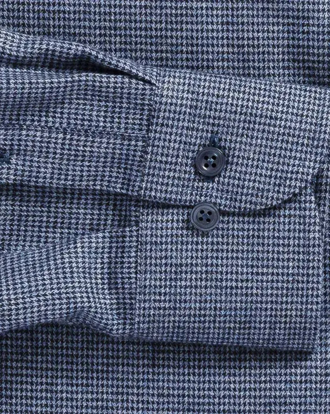 The Blue Conlon Houndstooth Custom Shirt Custom Casual Shirt- Ledbury