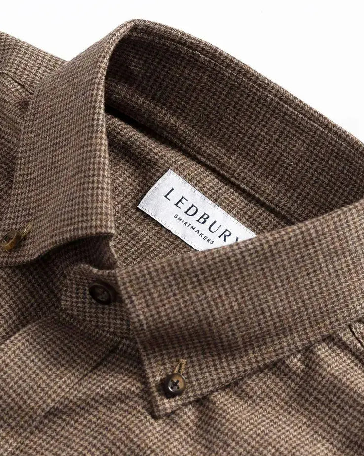 The Brown Conlon Houndstooth Custom Shirt Custom Casual Shirt- Ledbury
