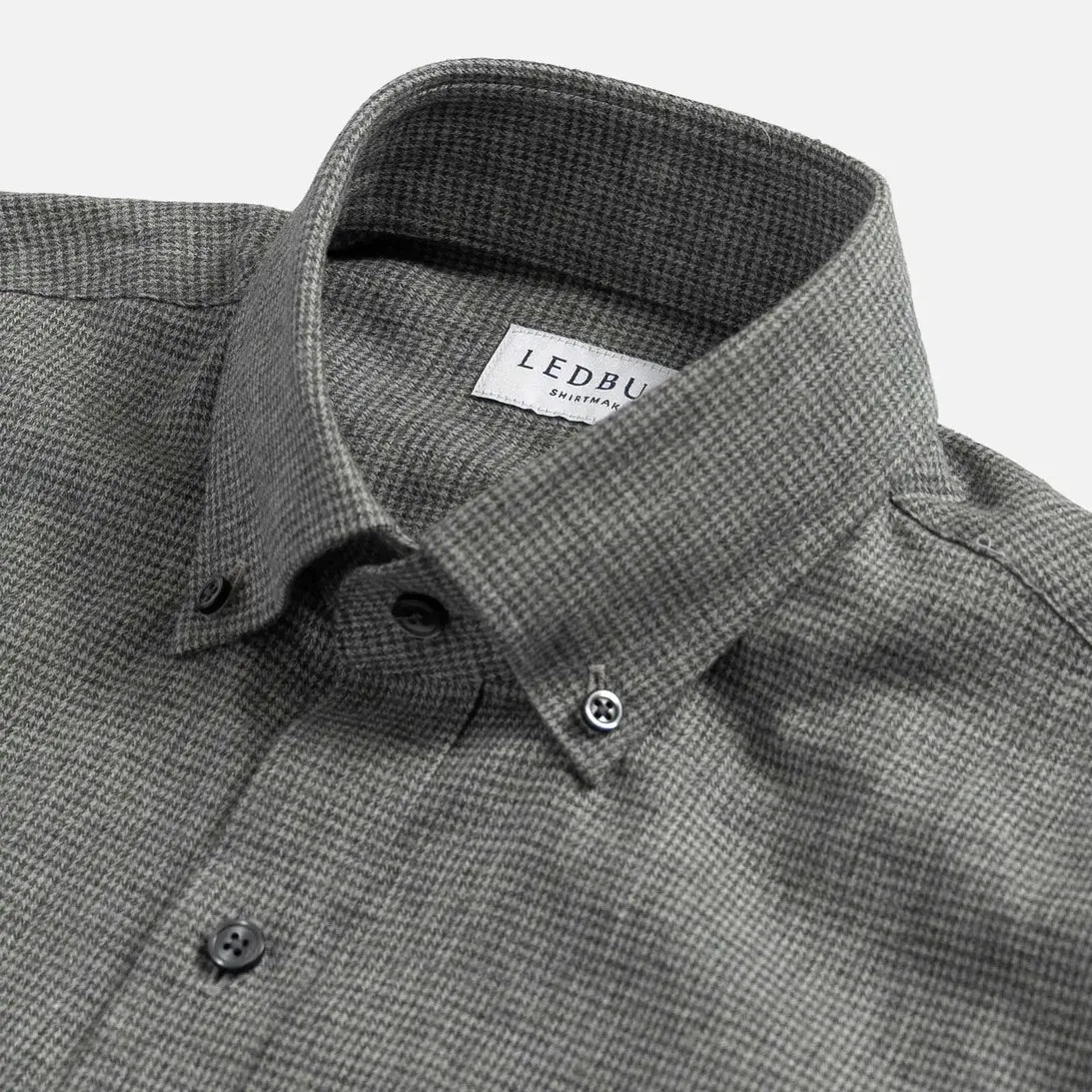 Grey casual shirt collar with houndstooth pattern - brushed twill detail