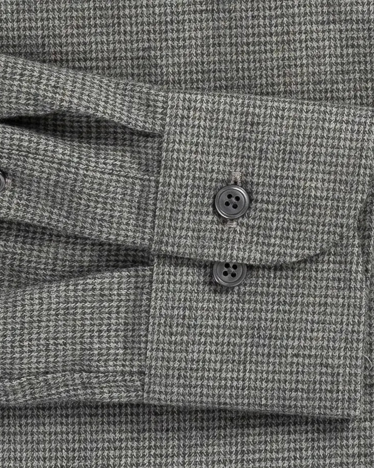 Houndstooth shirt sleeve and cuff - grey brushed twill flannel