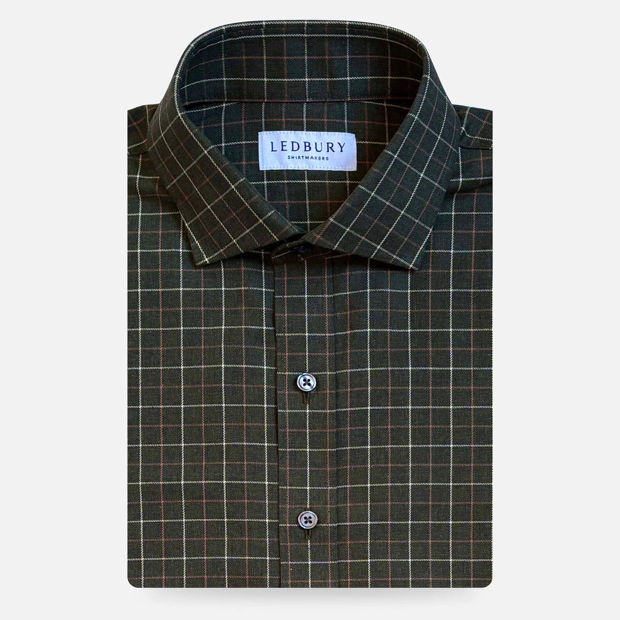 The Dark Olive Ronald Windowpane Custom Shirt – Ledbury