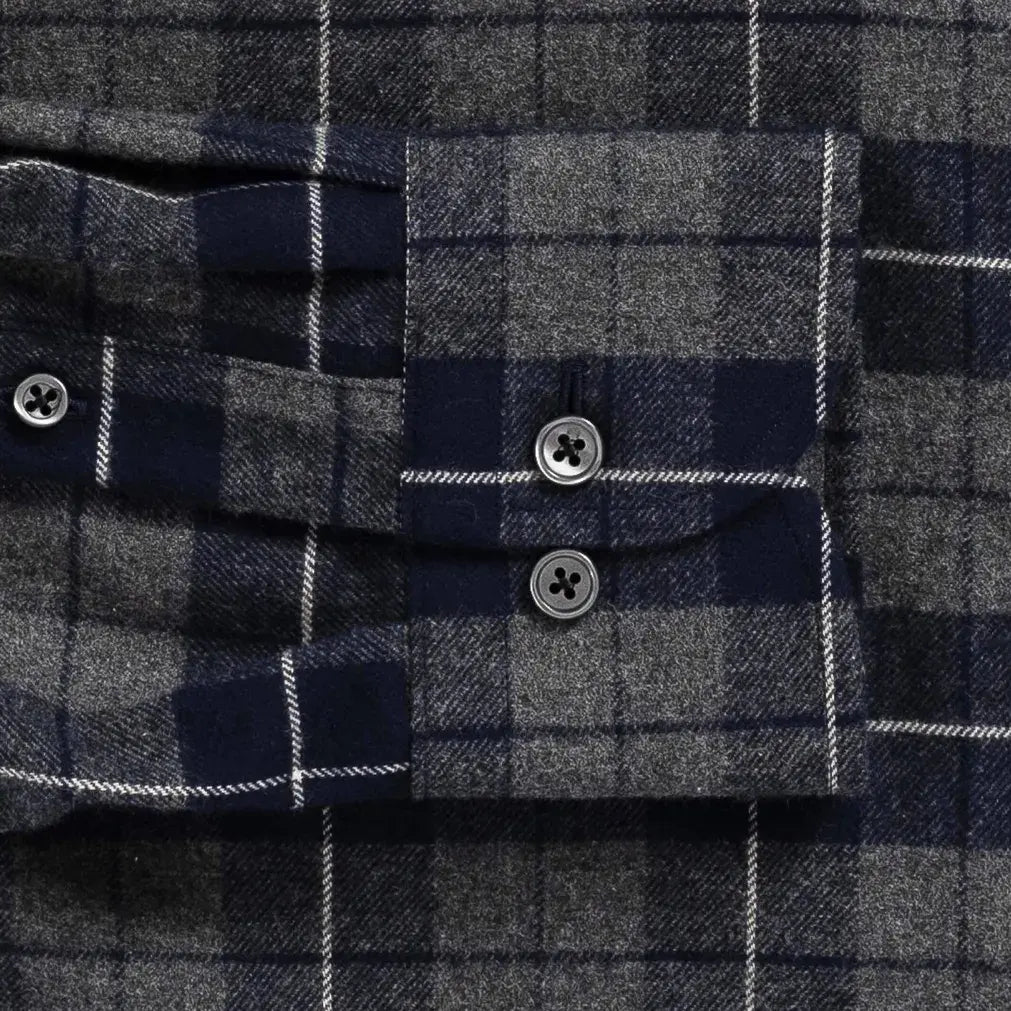 The Smoke Navy Arnold Flannel Custom Shirt Custom Casual Shirt- Ledbury