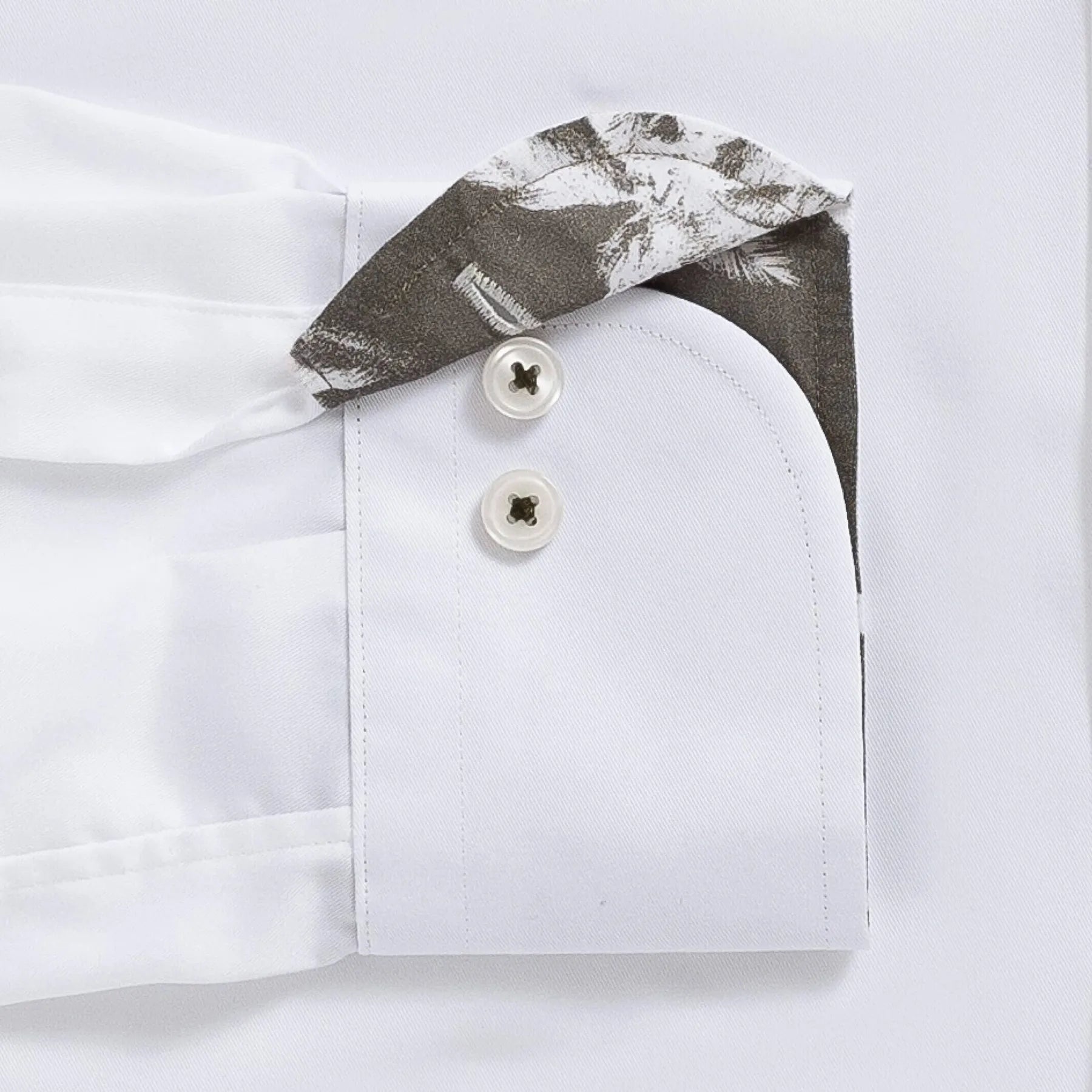 The White Madison Fine Twill with Palm Contrast Collar Custom Shirt Custom Dress Shirt- Ledbury