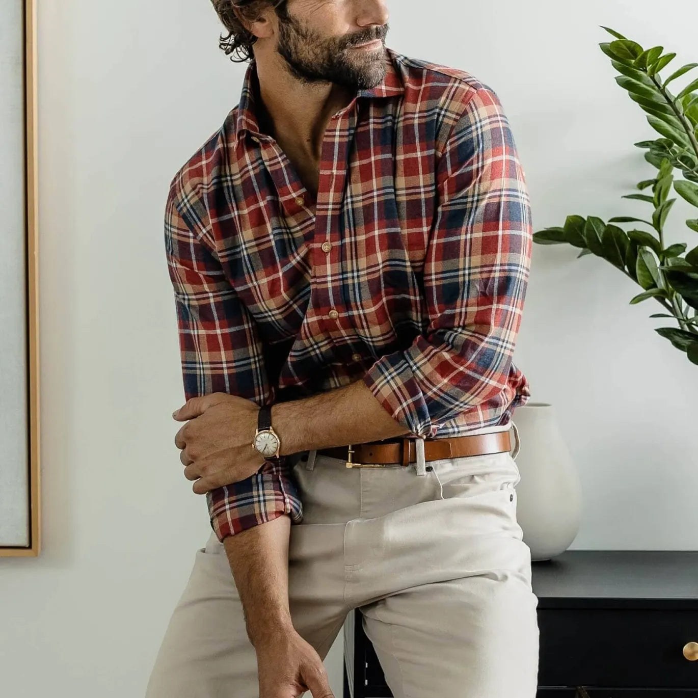 The Vintage Red Griffin Flannel Custom Shirt Custom Casual Shirt- Ledbury