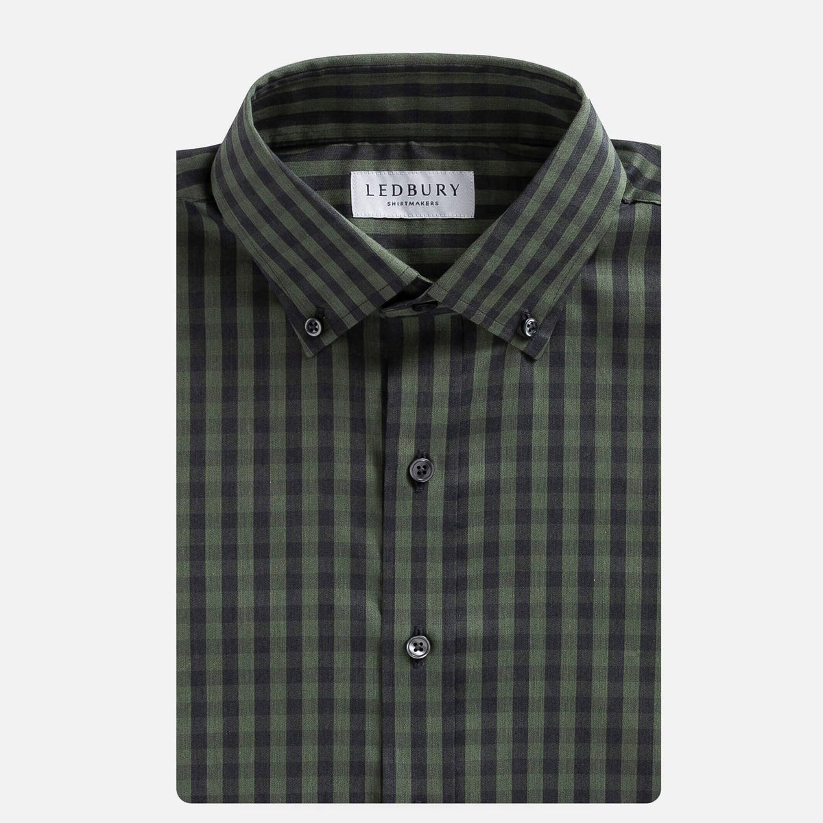 The Dark Green Bowen Stretch Gingham Custom Shirt  Ledbury