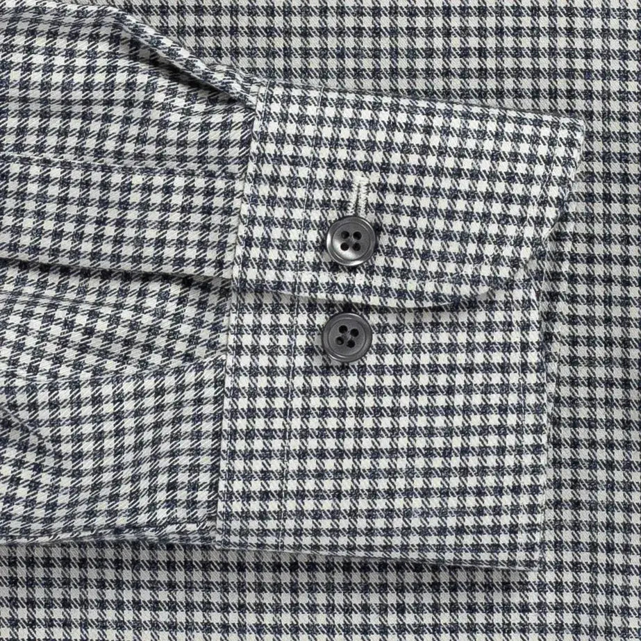 Vintage navy Berkshire gingham dress shirt cuff and sleeve detail