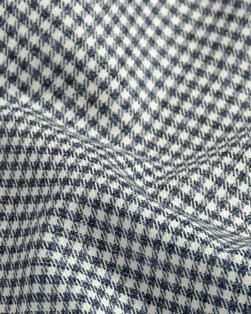 Custom dress shirt vintage navy Berkshire gingham close-up