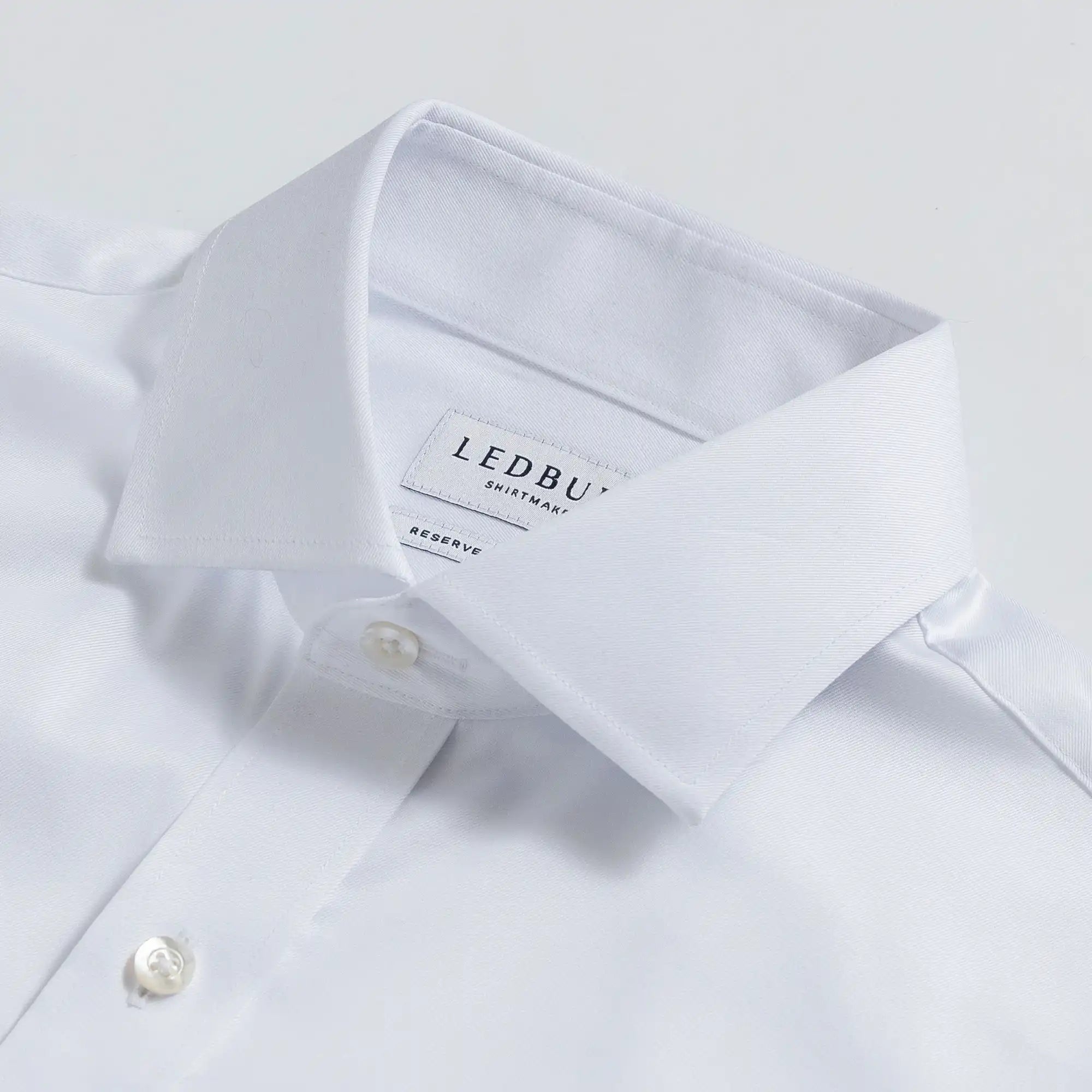 The White Thompson Non Iron Comfort Stretch Twill Custom Shirt Custom Dress Shirt- Ledbury