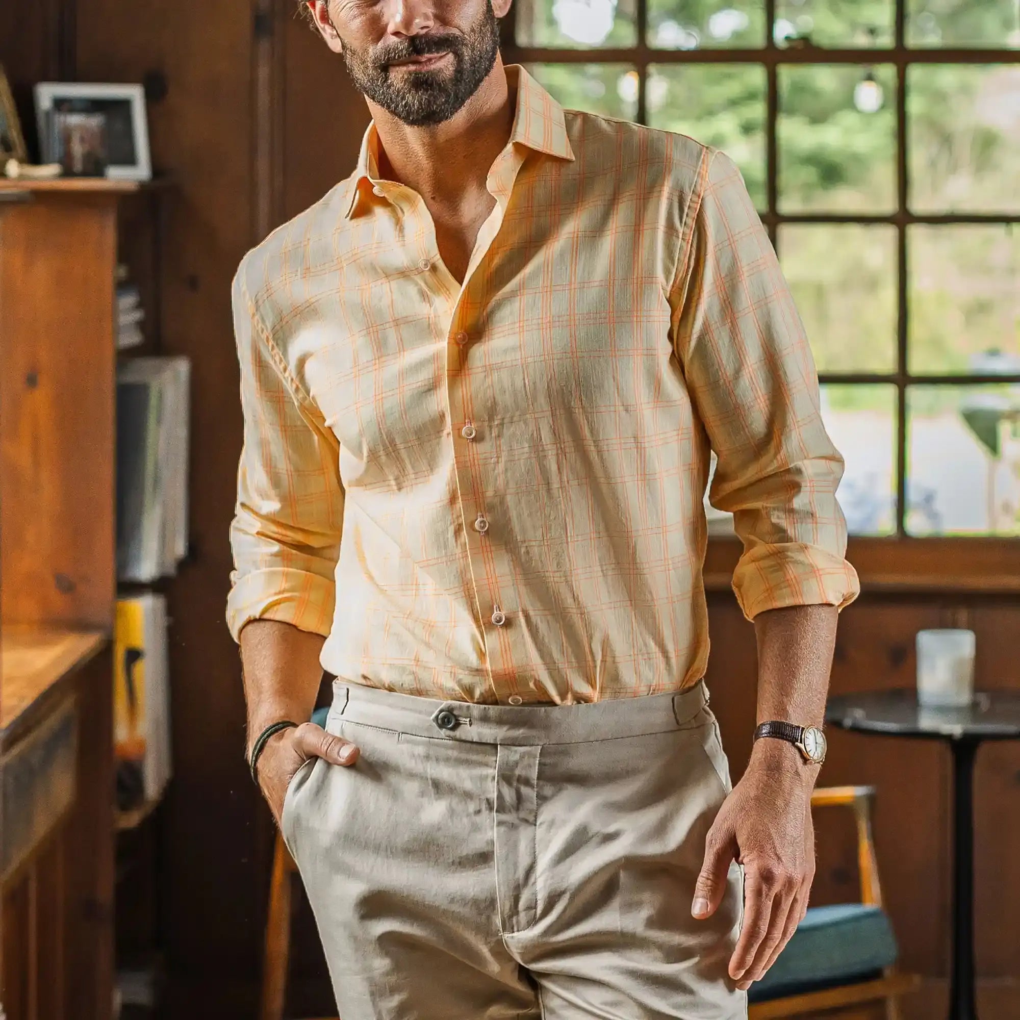 The Yellow Torello Check Custom Shirt Custom Casual Shirt- Ledbury