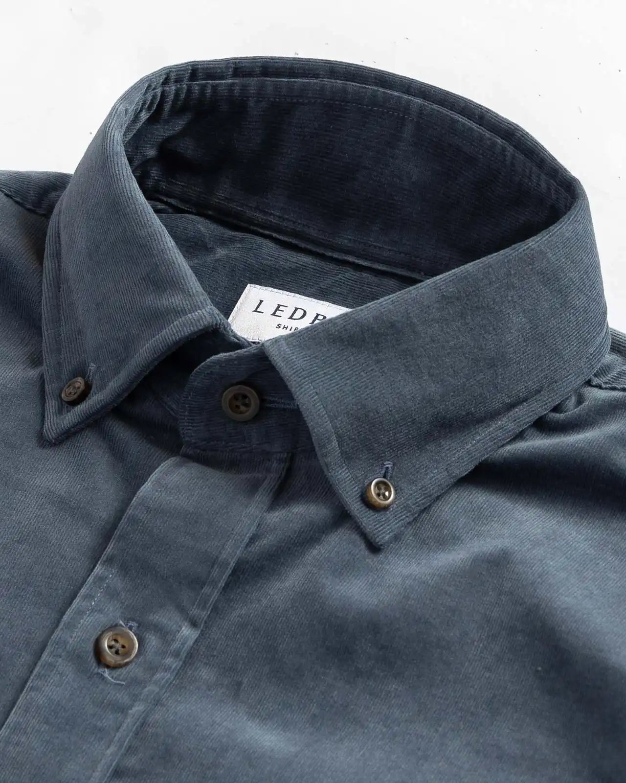 The Slate Blue Foxcroft Corduroy Custom Shirt Custom Casual Shirt- Ledbury