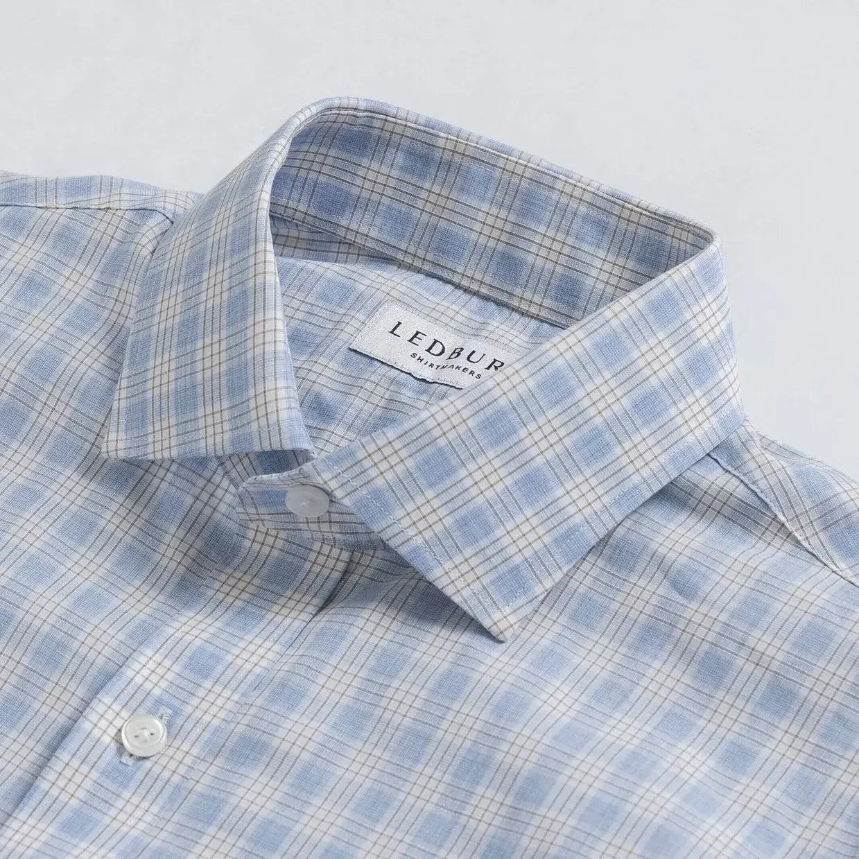 The Light Blue Chamlin Check Custom Shirt Custom Dress Shirt- Ledbury