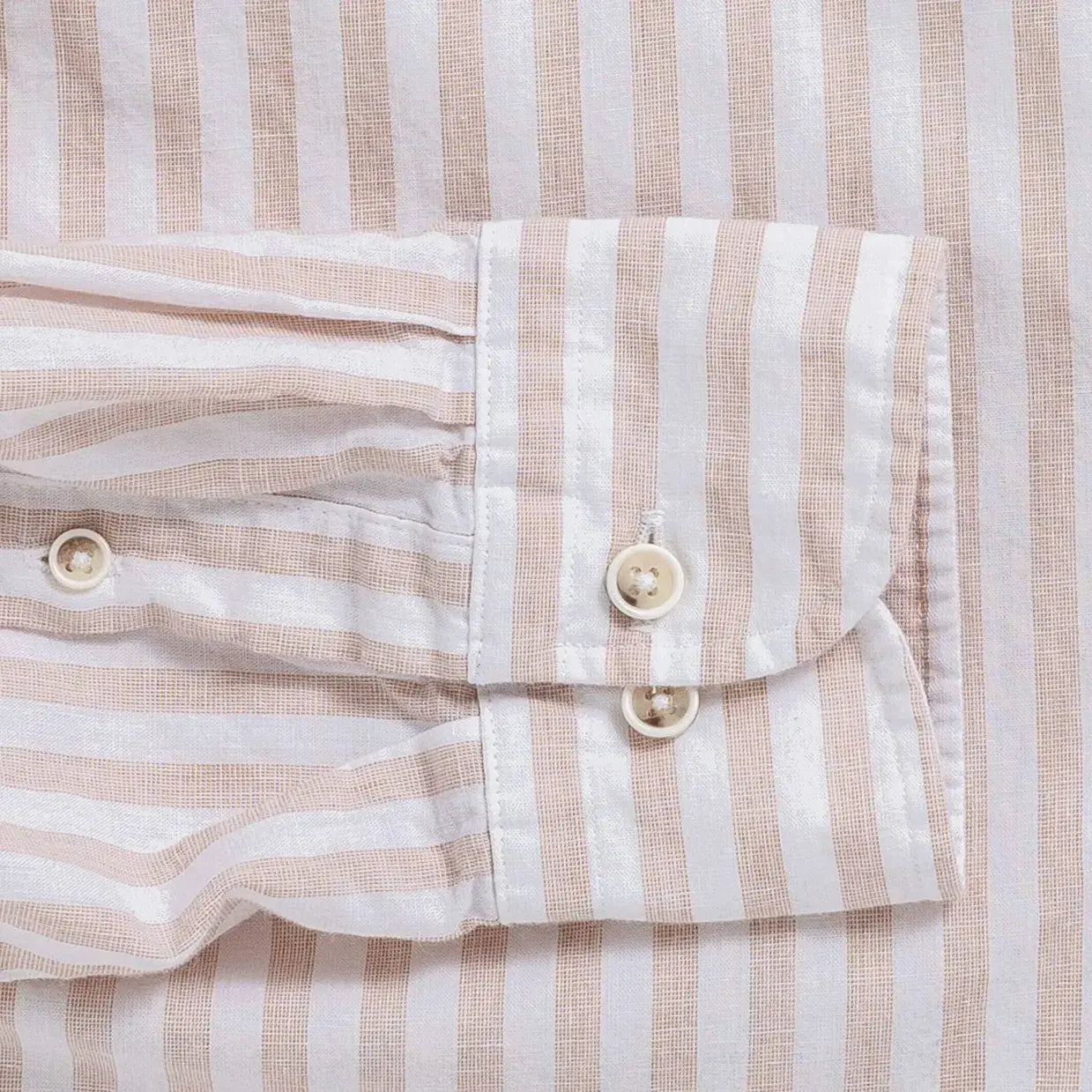 The Tan Barretto Stripe Cotton Linen Custom Shirt Custom Casual Shirt- Ledbury
