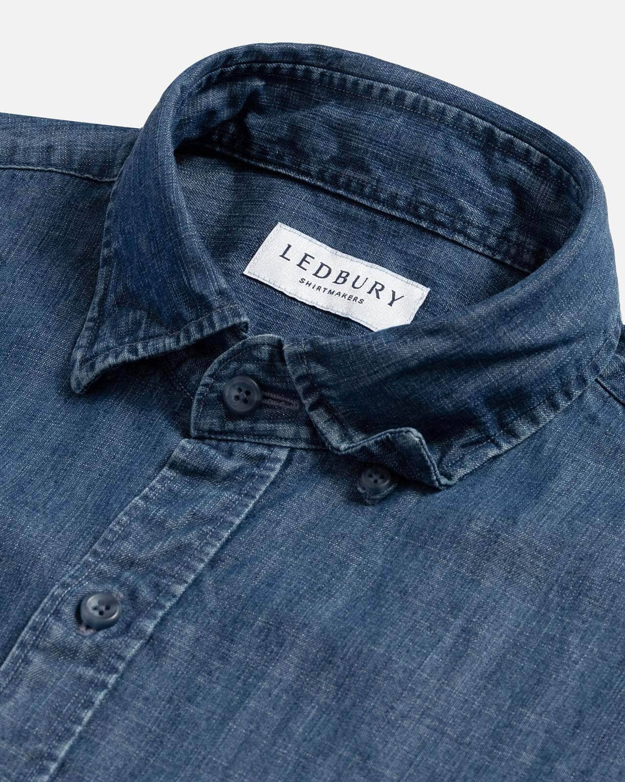 The Blue Easton Denim Utility Custom Shirt Custom Casual Shirt- Ledbury