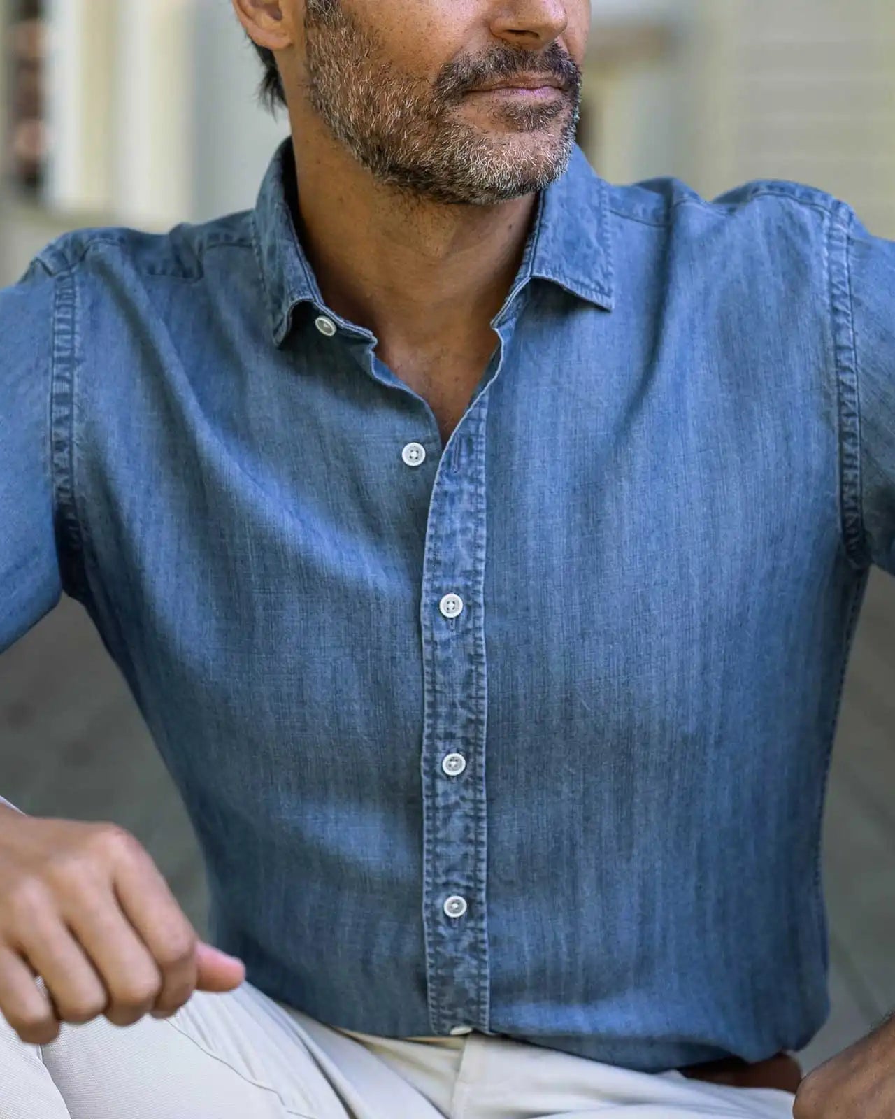 The Blue Easton Denim Custom Shirt Custom Casual Shirt- Ledbury