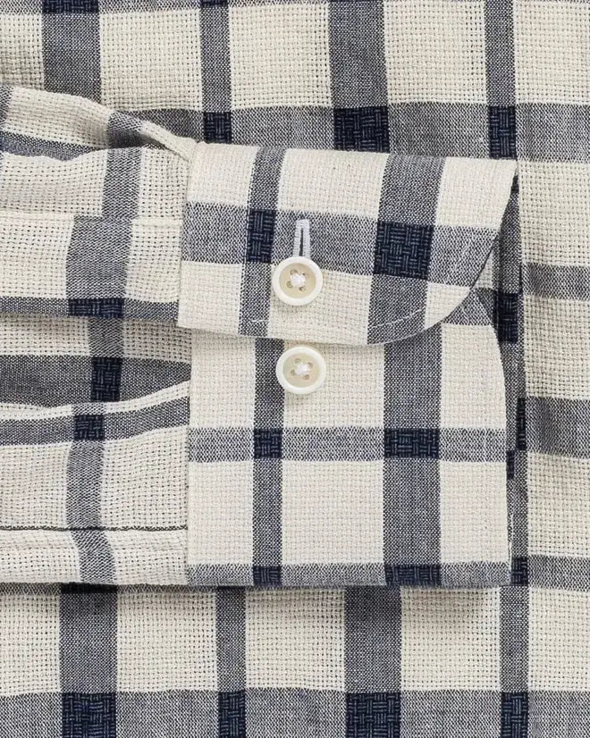 Ledbury Ivory Albiate Fletcher Windowpane shirt — sleeve detail