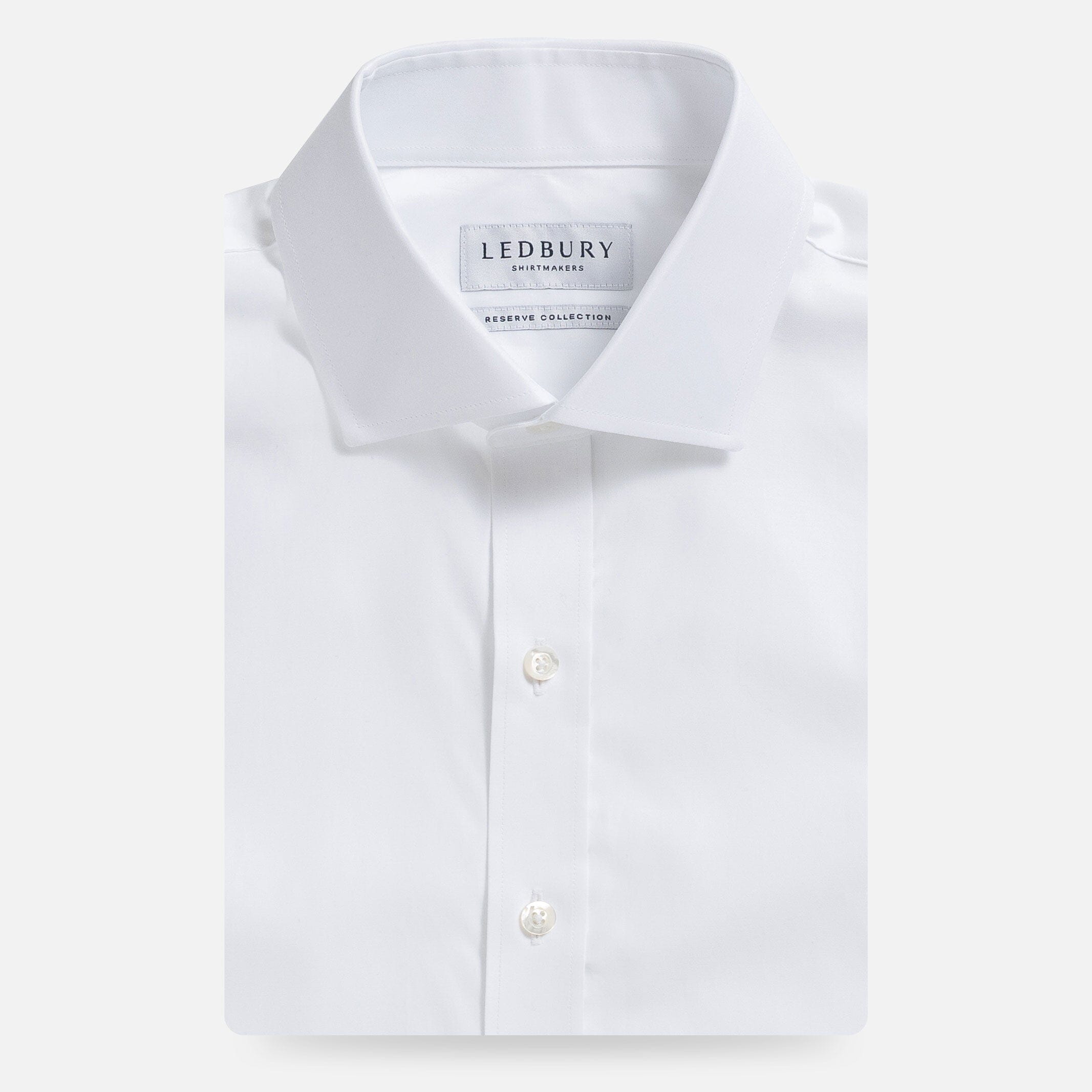 The White Thomas Mason Carlyle Giza Fine Twill Custom Shirt Custom Dress Shirt- Ledbury
