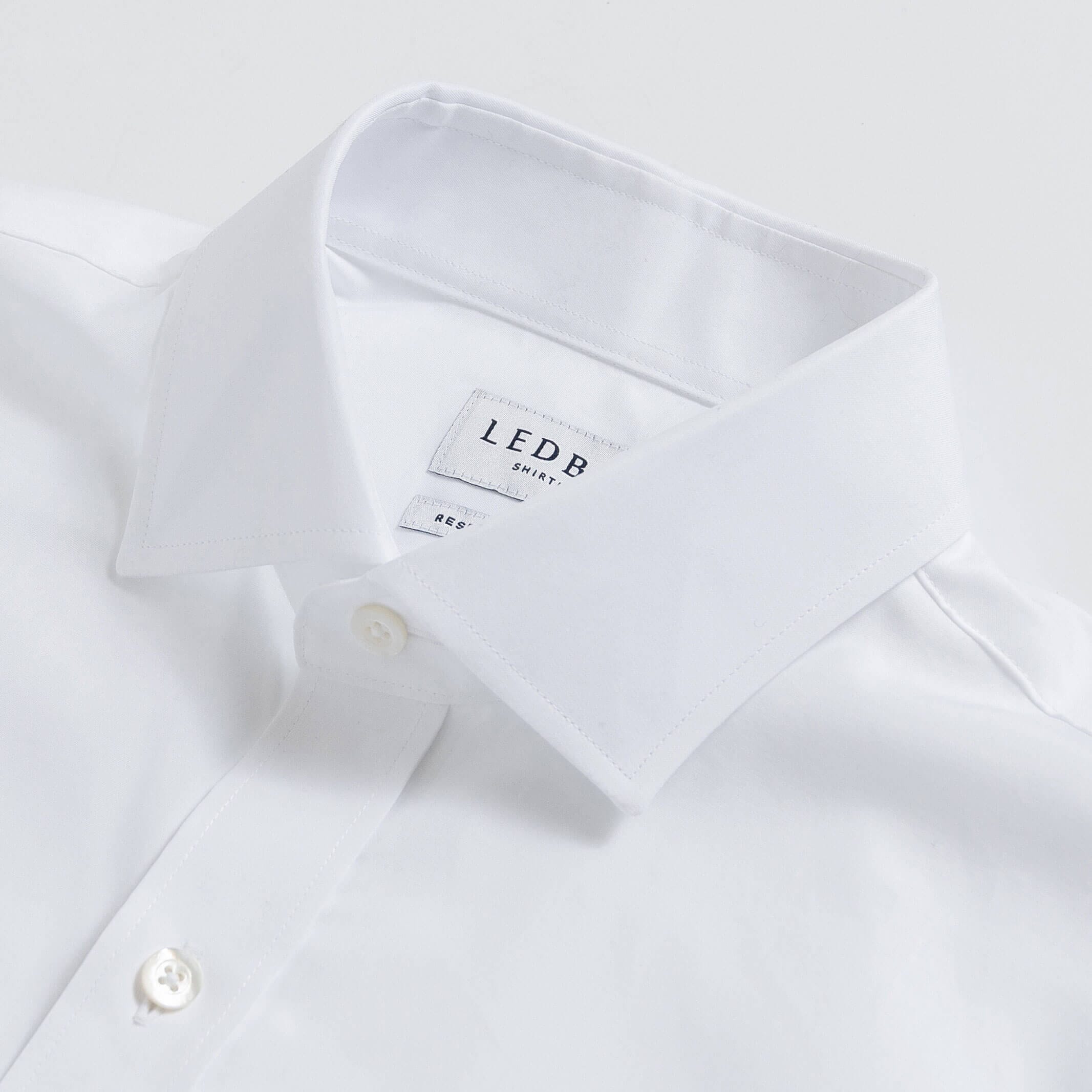 The White Thomas Mason Carlyle Giza Fine Twill Custom Shirt Custom Dress Shirt- Ledbury