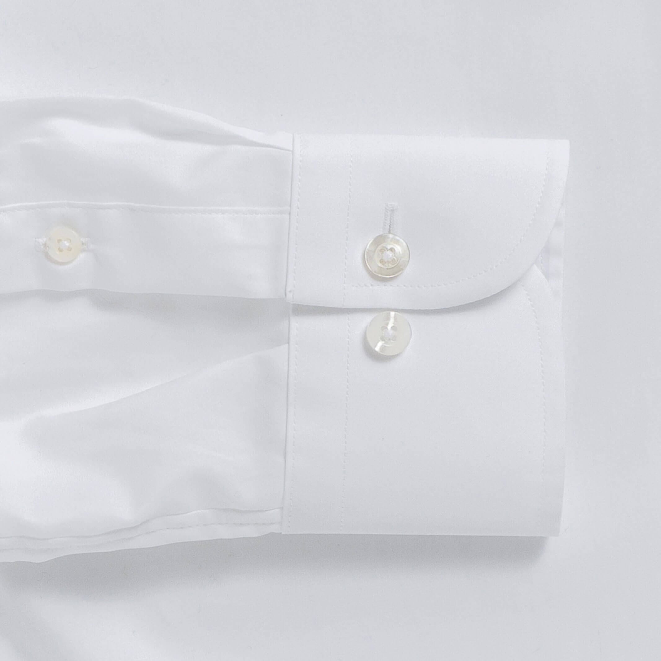 The White Thomas Mason Carlyle Giza Fine Twill Custom Shirt Custom Dress Shirt- Ledbury