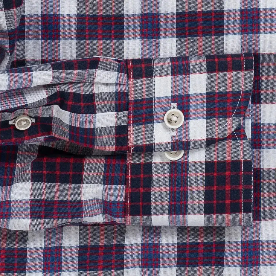 The Navy Blue Briar Madras Plaid Custom Shirt Custom Casual Shirt- Ledbury
