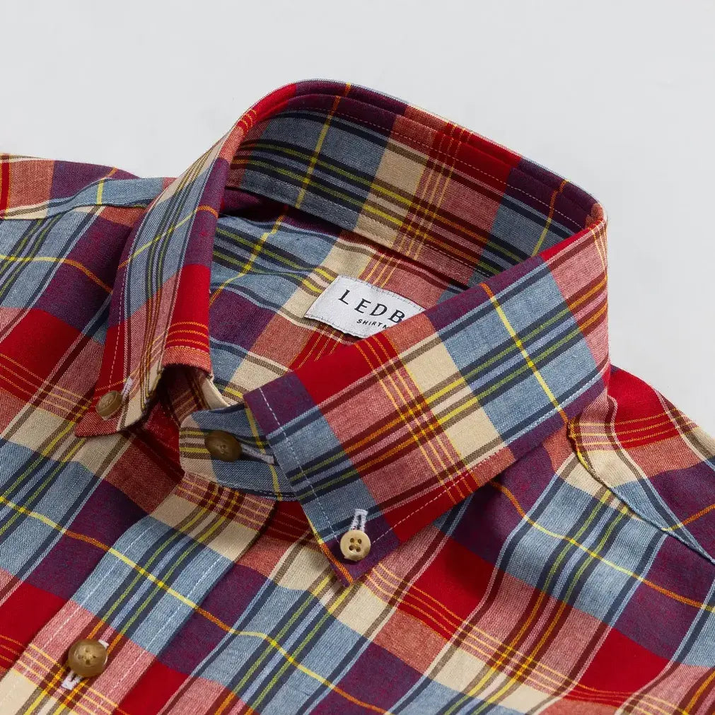 The Red Elba Madras Plaid Custom Shirt Custom Casual Shirt- Ledbury