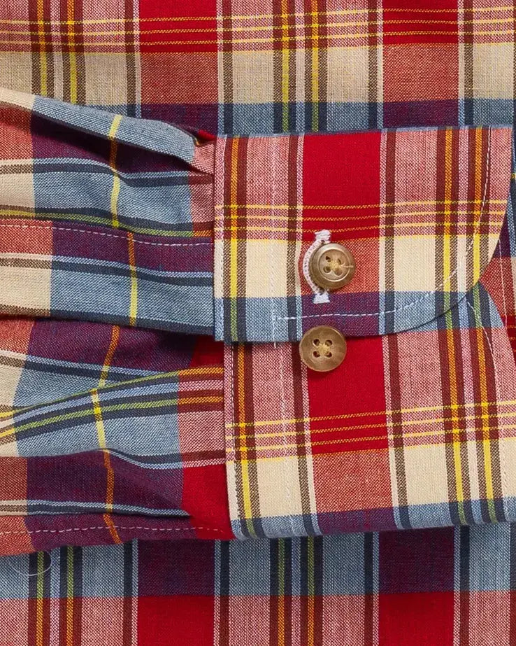 The Red Elba Madras Plaid Custom Shirt Custom Casual Shirt- Ledbury