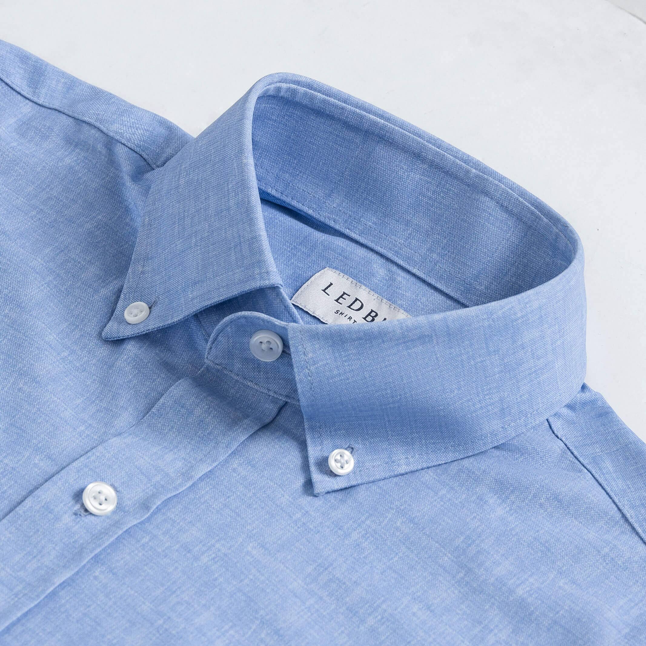 The Sky Blue Patton Chambray Print Knit Custom Shirt Custom Casual Shirt- Ledbury