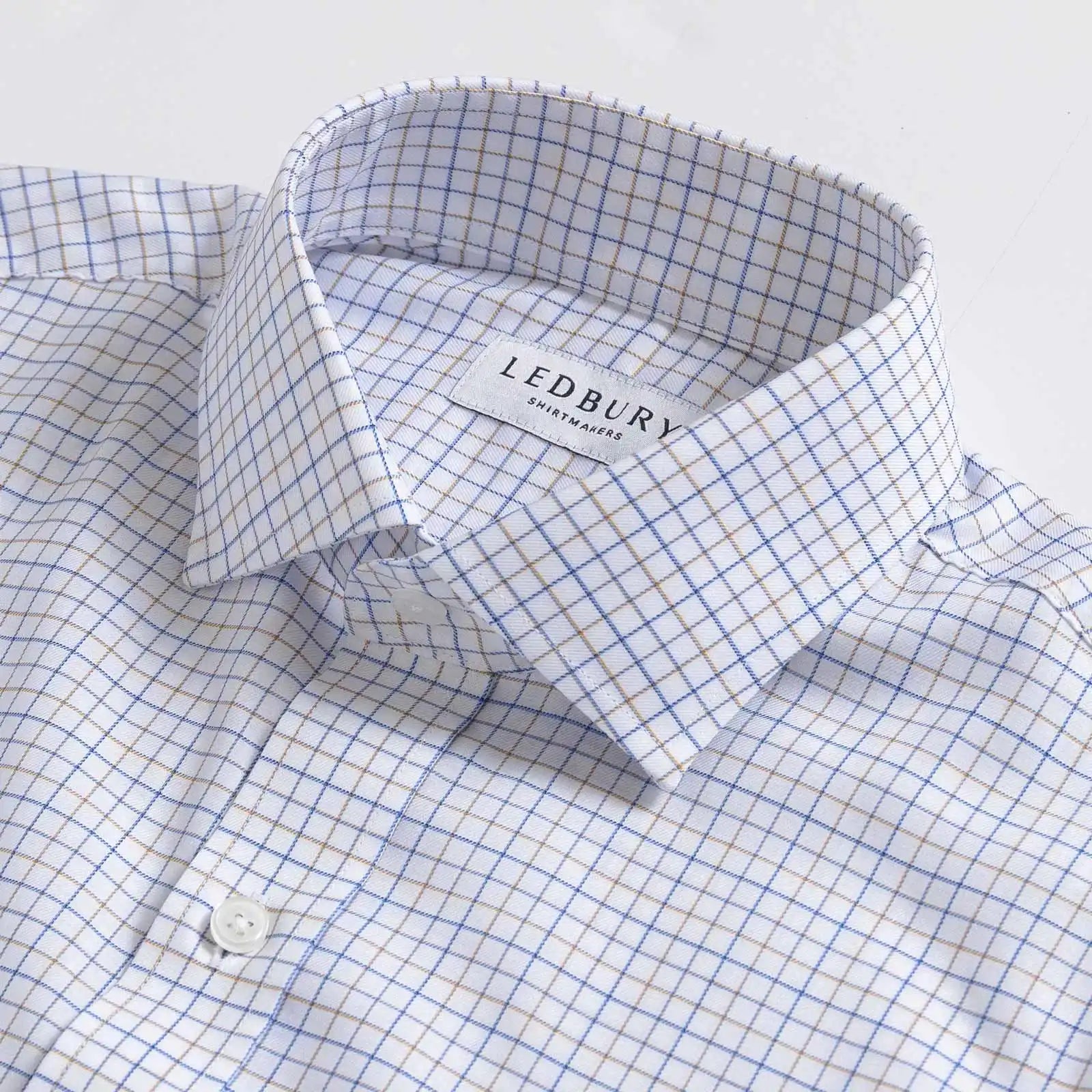 The Blue Taft Check Custom Shirt Custom Dress Shirt- Ledbury