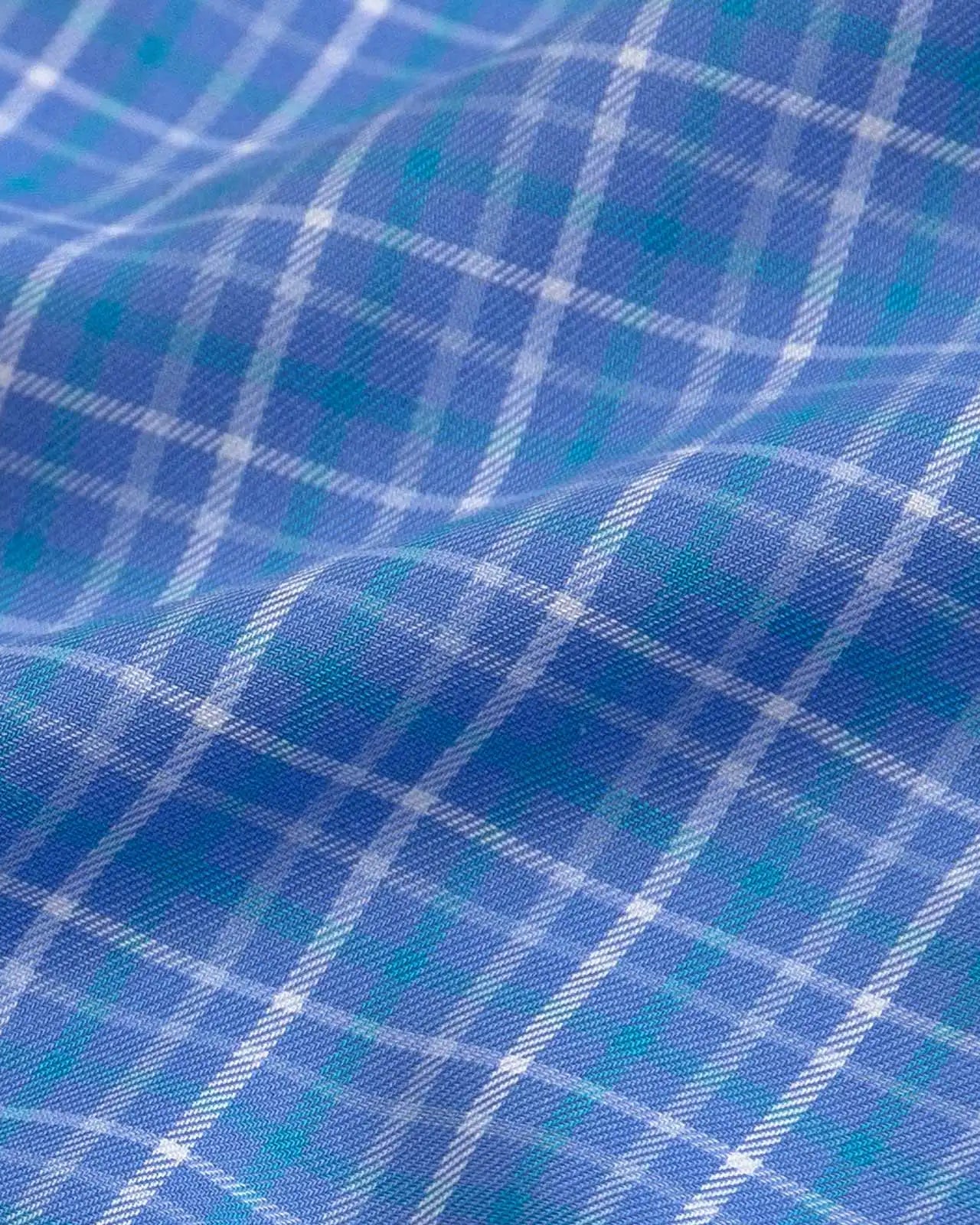 The Bay Blue Brin Check Custom Shirt Custom Dress Shirt- Ledbury