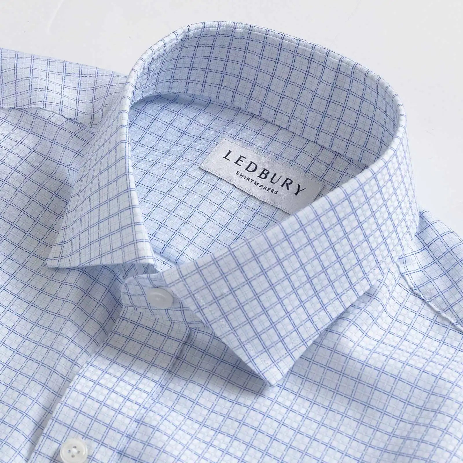 The Blue Hoyt Check Custom Shirt Custom Dress Shirt- Ledbury