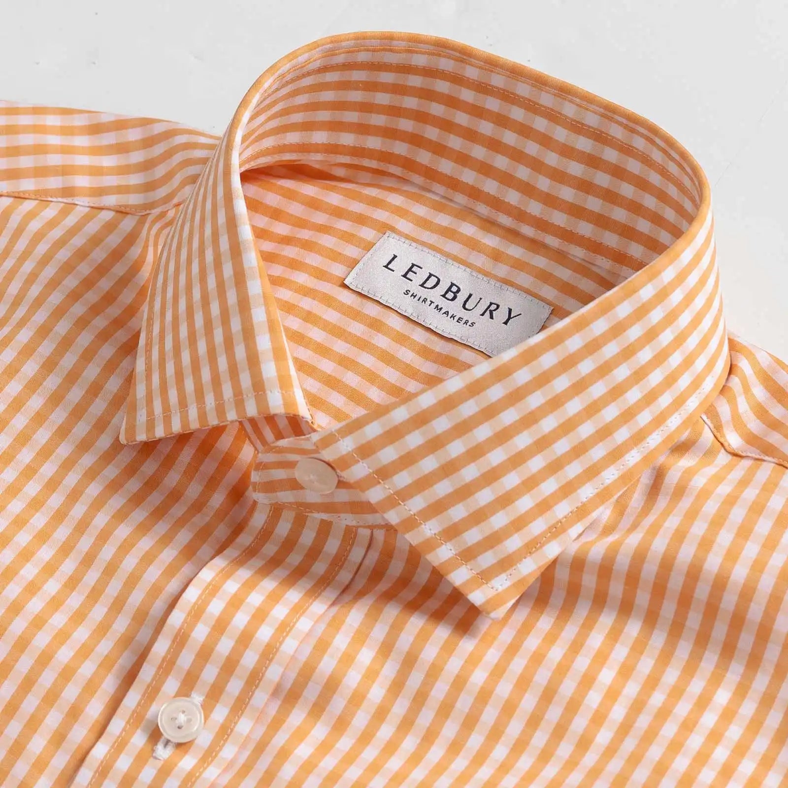 The Tangerine Plover Gingham Custom Shirt Custom Dress Shirt- Ledbury